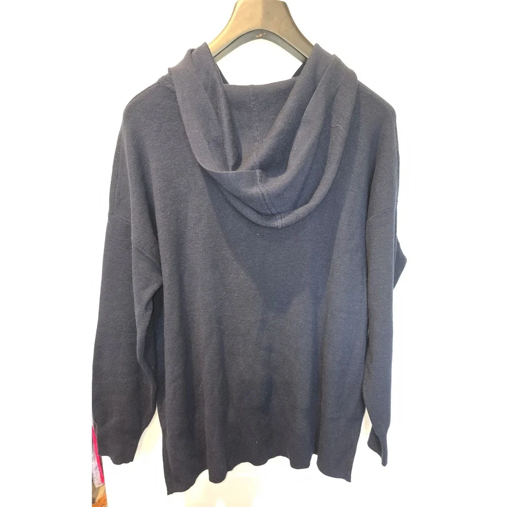 Banana Republic Mens Navy Blue Knit‎ Hoodie Sweater Cotton Rayon Blend Large